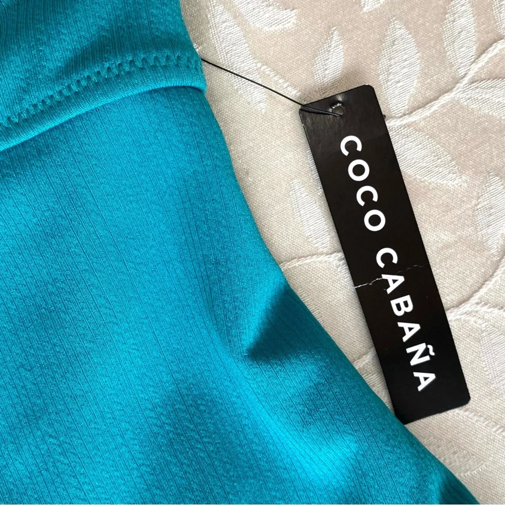 🆕 Coco Cabaña Swimsuit Women’s XL Teal Blue Ruffle V-Neck One Piece Bathing Suit